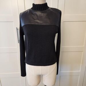 Vakko Womens leather & knit Sweater NWT medium